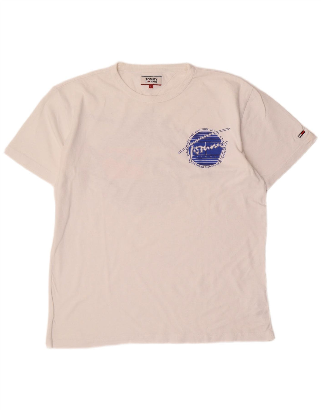 Camiseta masculina TOMMY HILFIGER com estampa gráfica grande de algodão branco