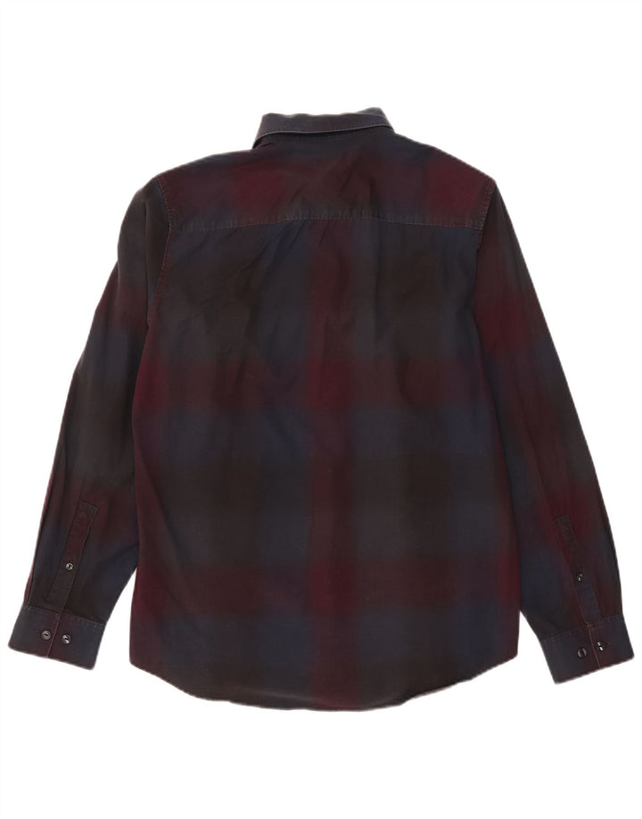Camisa masculina Calvin Klein de algodão xadrez médio Borgonha