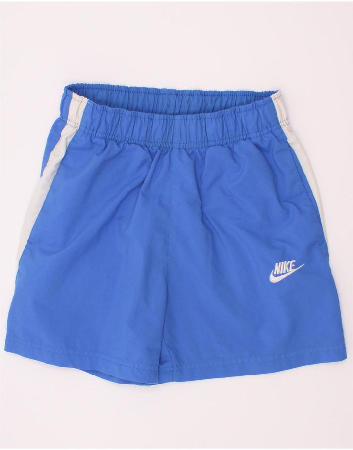 Shorts esportivos Nike Boys 12-13 anos grande bloco colorido azul