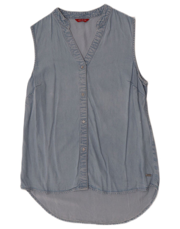 Camisa jeans feminina sem mangas Guess UK 4 XS azul