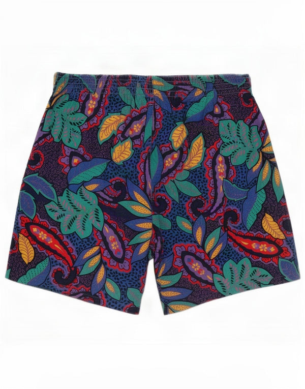 Shorts esportivos masculinos vintage IT 48 algodão floral multicolorido médio