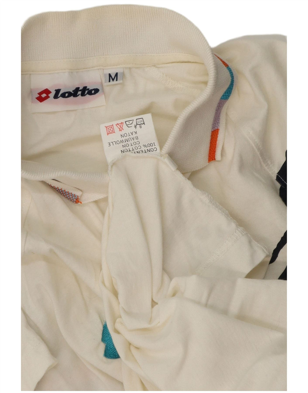 Camisa polo masculina gráfica Lotto de algodão branco médio