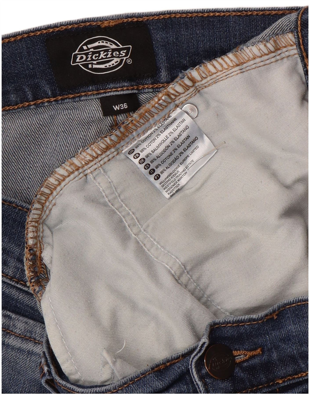Shorts jeans masculino Dickies W36 grande algodão azul