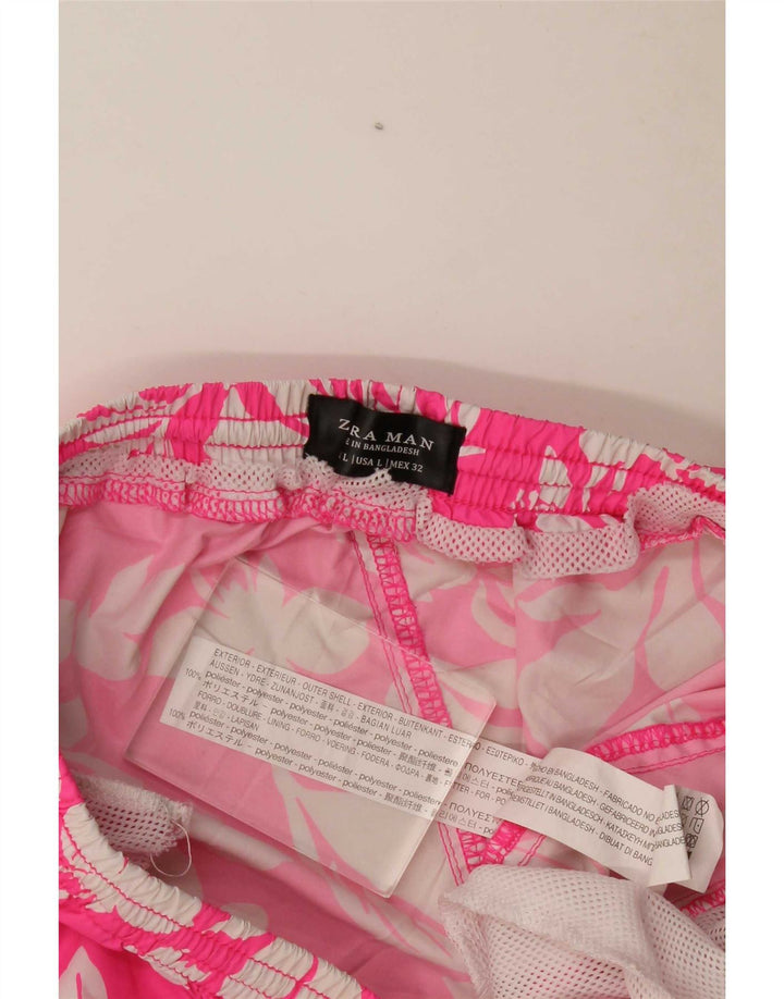 Zara Shorts esportivos masculinos grandes poliéster floral rosa