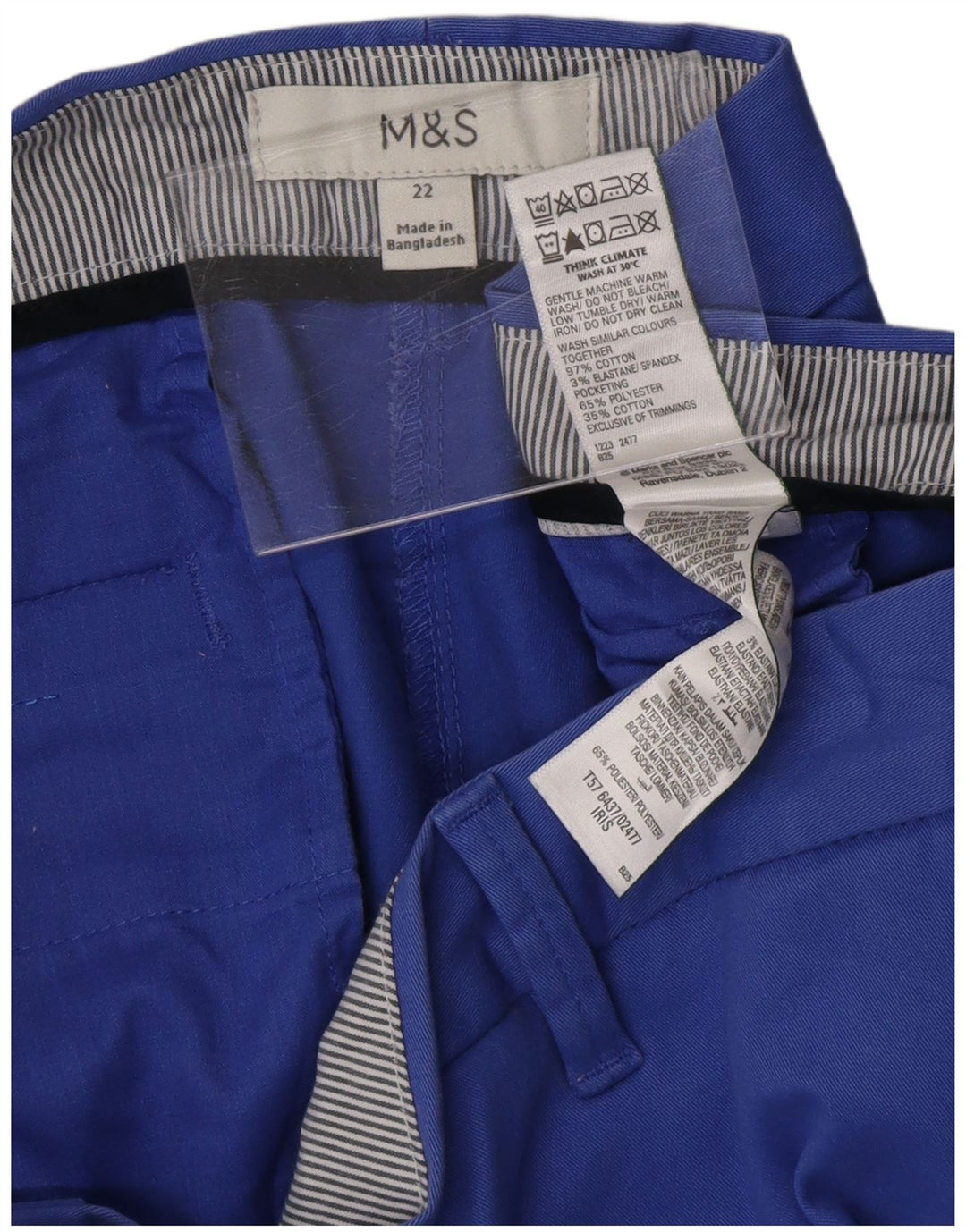 Shorts chino feminino MARKS & SPENCER UK 22 3XL W42 algodão azul