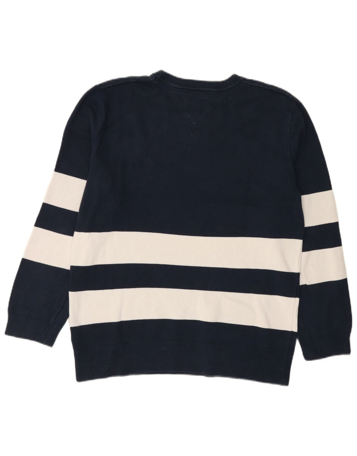 Tommy Hilfiger Suéter masculino com gola redonda gráfica médio azul marinho
