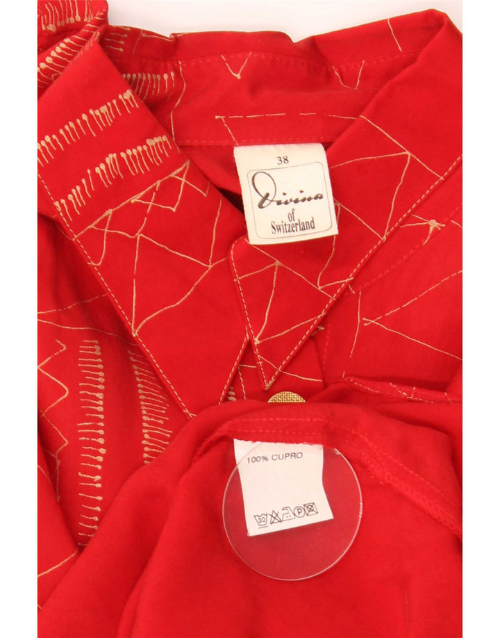 Divina Camisa Feminina Blusa EU 38 Médio Vermelho Geométrico Cupro