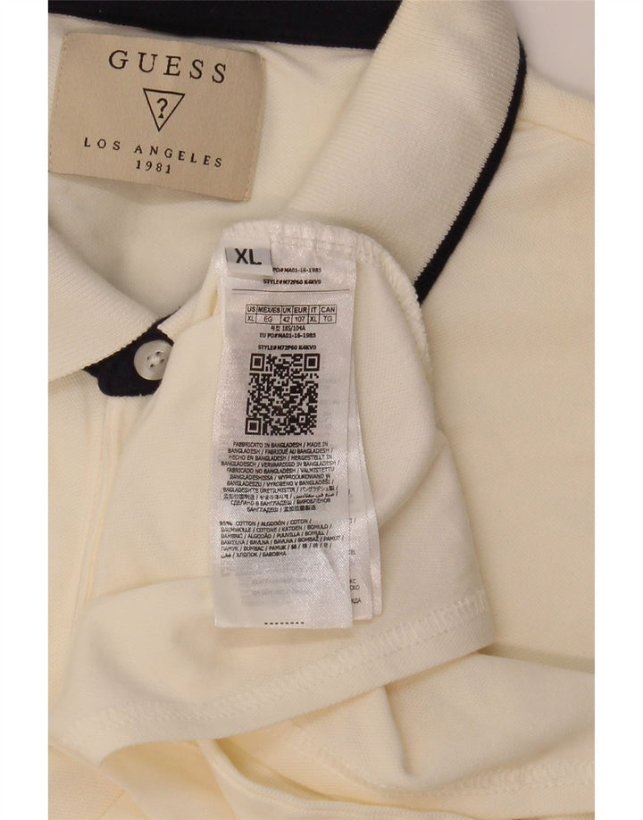 GUESS Mens Polo Shirt UK 42 XL Off White Cotton Vintage Guess and Second-Hand Guess from Messina Hembry 