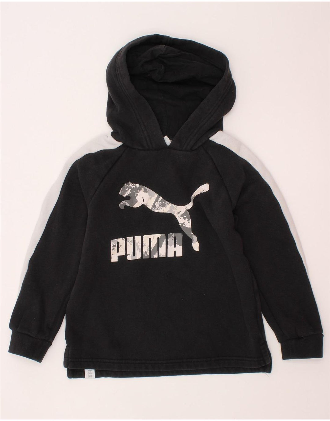 Jumper com capuz gráfico PUMA para meninos 5-6 anos preto colorblock algodão