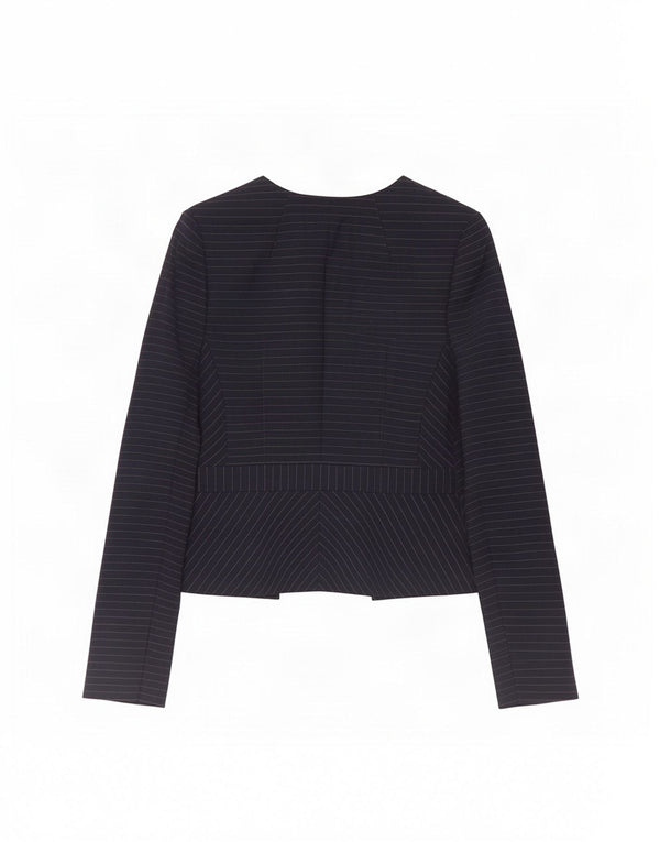 Jaqueta blazer aberta feminina Hobbs Reino Unido 8 poliéster listrado azul marinho pequeno