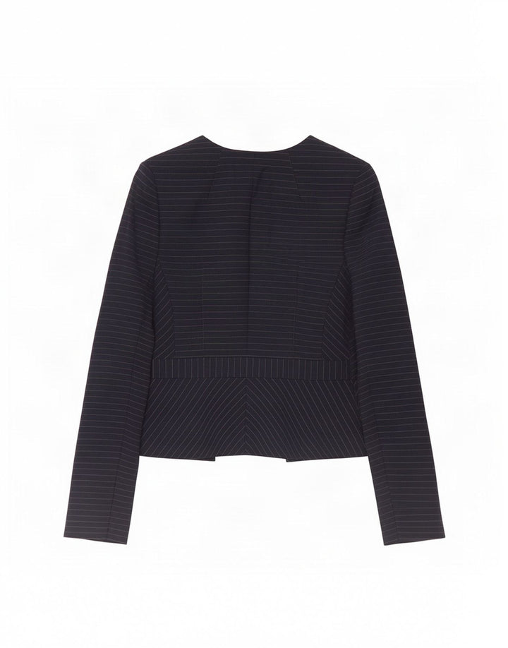 Jaqueta blazer aberta feminina Hobbs Reino Unido 8 poliéster listrado azul marinho pequeno
