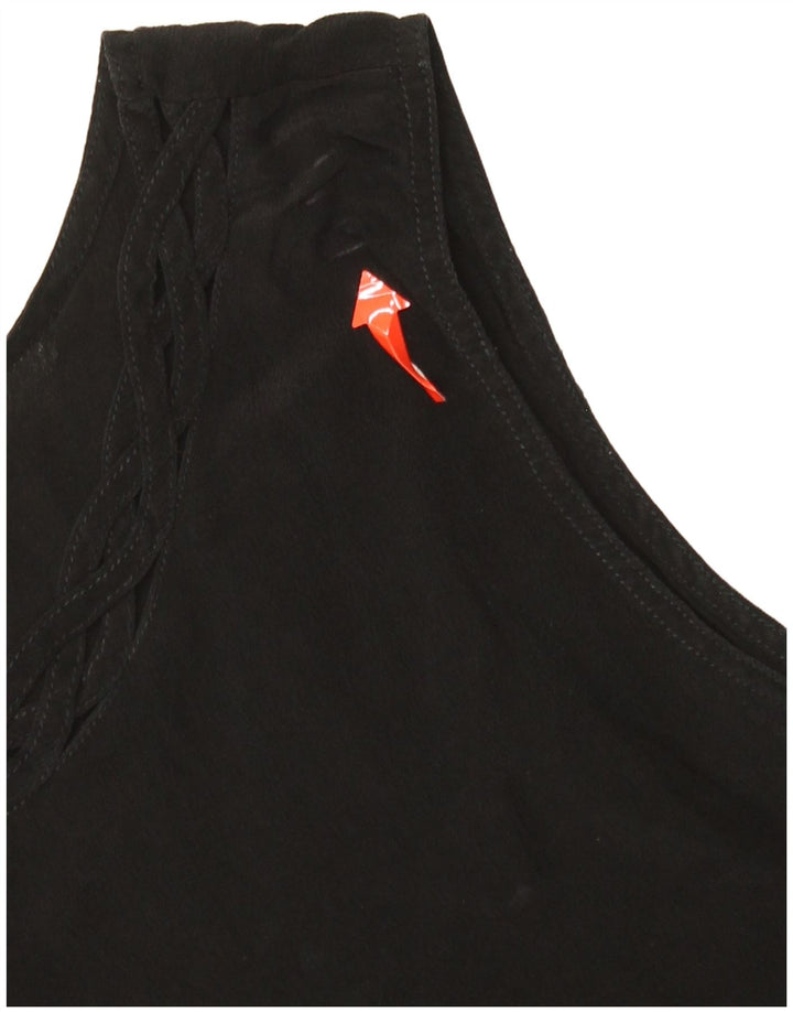 Blusa feminina sem mangas VINTAGE UK 14 seda preta média