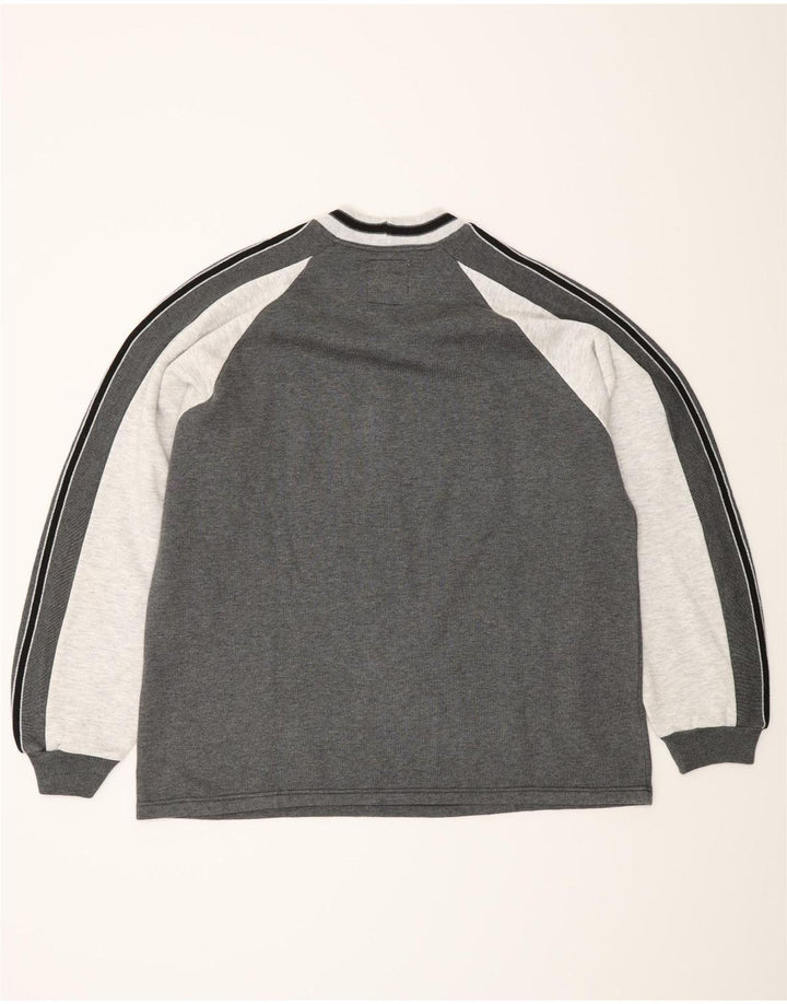 Moletom masculino vintage jumper grande cinza colorblock acrílico