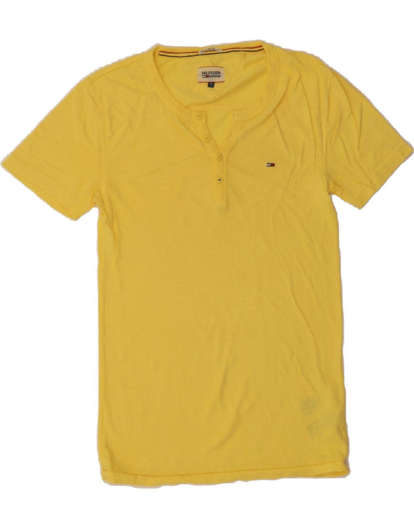 Vestido camiseta feminino TOMMY HILFIGER Reino Unido 10 pequeno algodão amarelo
