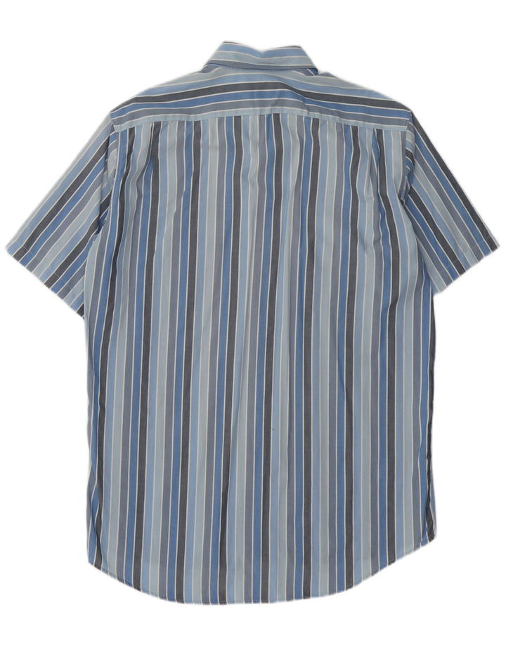 Camisa masculina de manga curta LACOSTE tamanho 40 algodão listrado azul médio