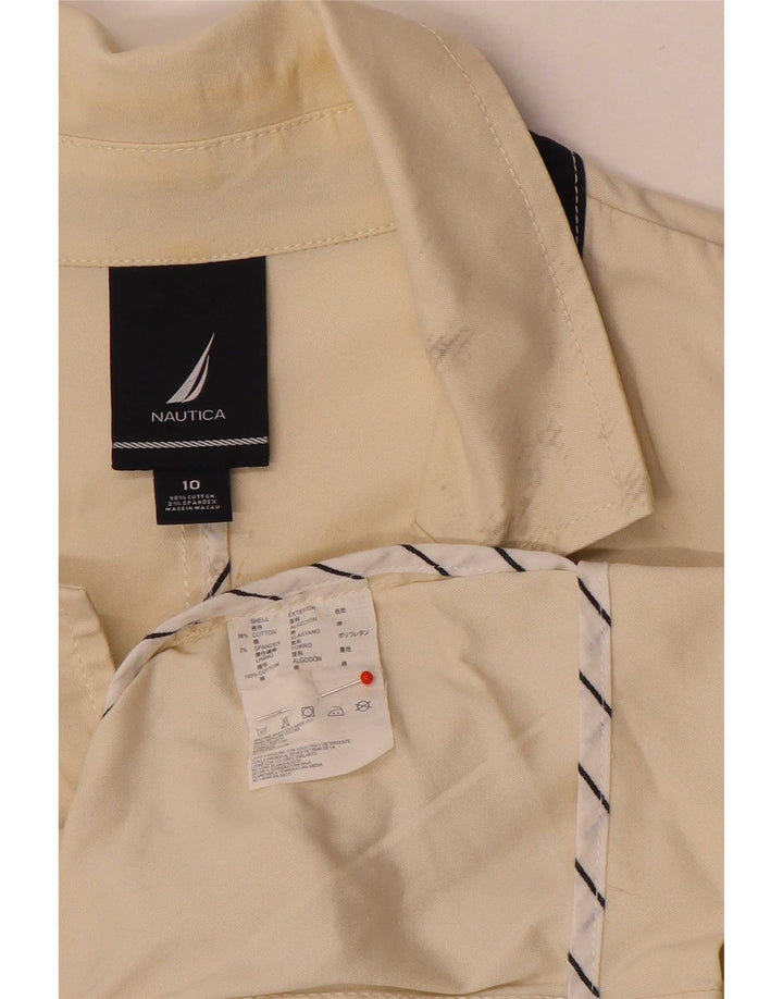 Jaqueta blazer feminina Nautica com 3 botões US 10 grande algodão bege