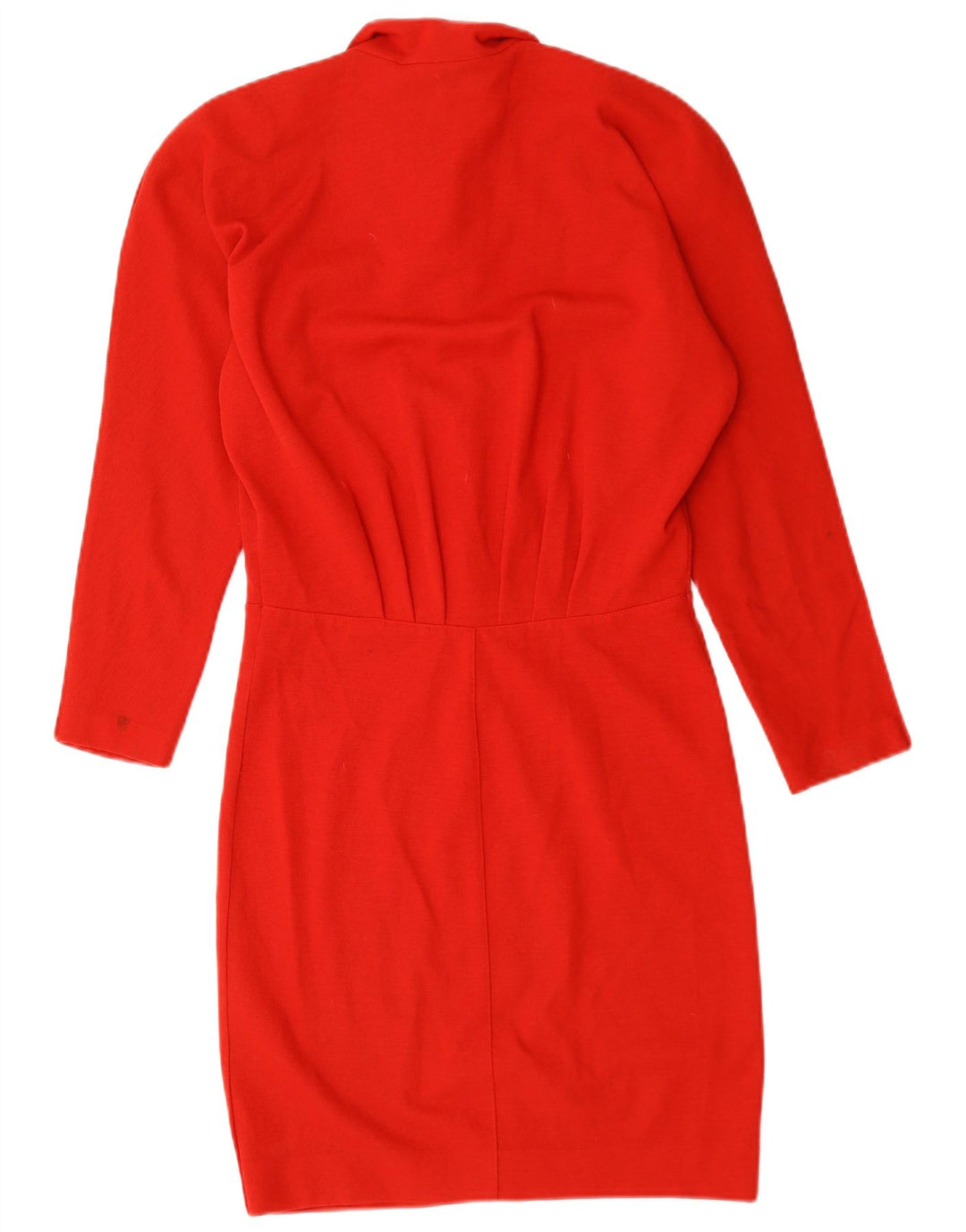 Vestido feminino vintage manga comprida com bainha UK 14 vermelho médio