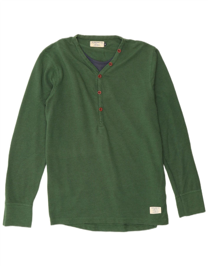 JACK & JONES Top masculino manga comprida verde médio