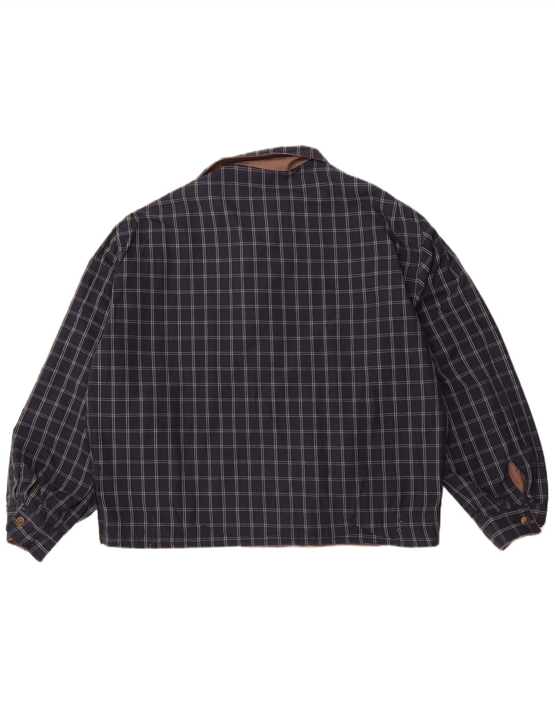 Jaqueta reversível masculina VINTAGE UK 40 grande poliéster xadrez marrom