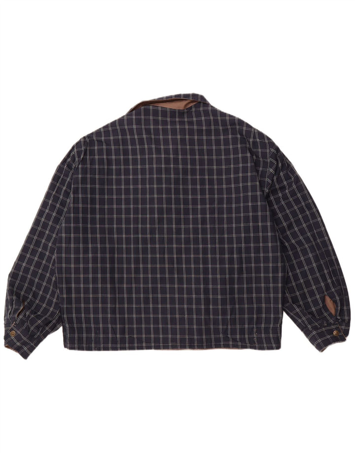 Jaqueta reversível masculina VINTAGE UK 40 grande poliéster xadrez marrom