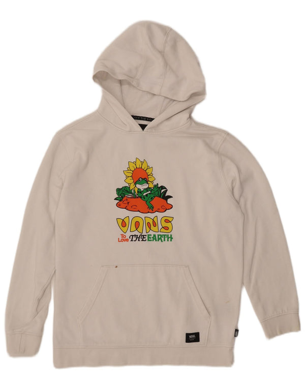 VANS feminino gráfico moletom com capuz UK 18 XL algodão branco