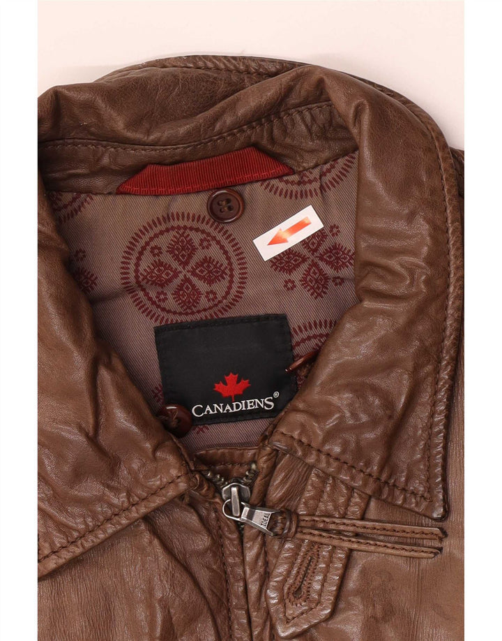 Jaqueta de couro masculina Canadiens IT 48 marrom médio