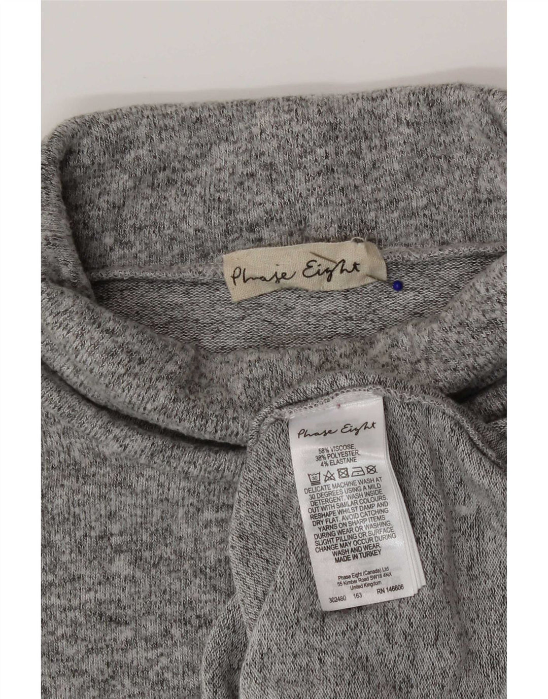 Suéter feminino Phase Eight com gola redonda Reino Unido 18 XL viscose cinza