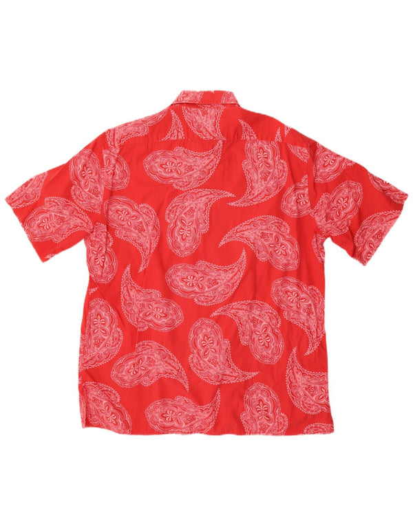 Camisa masculina de manga curta Brooksfield, algodão Paisley vermelho médio