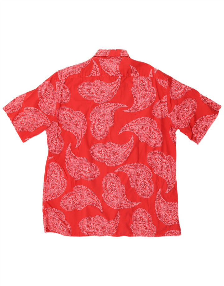 Camisa masculina de manga curta Brooksfield, algodão Paisley vermelho médio