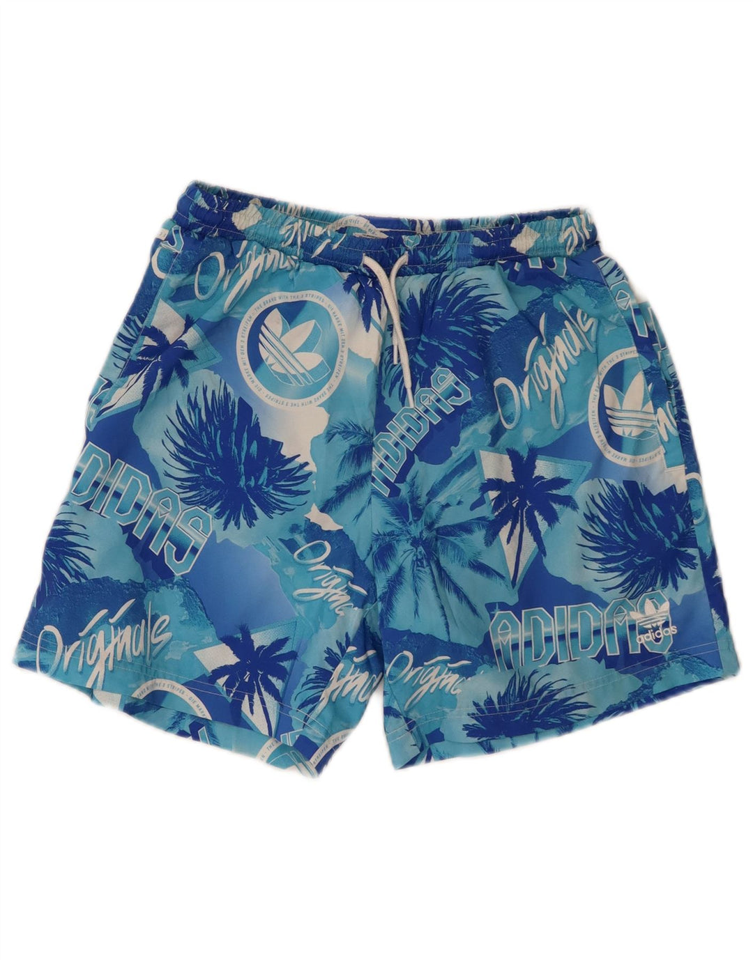 Shorts de natação masculinos Adidas Graphic pequeno azul poliéster havaiano