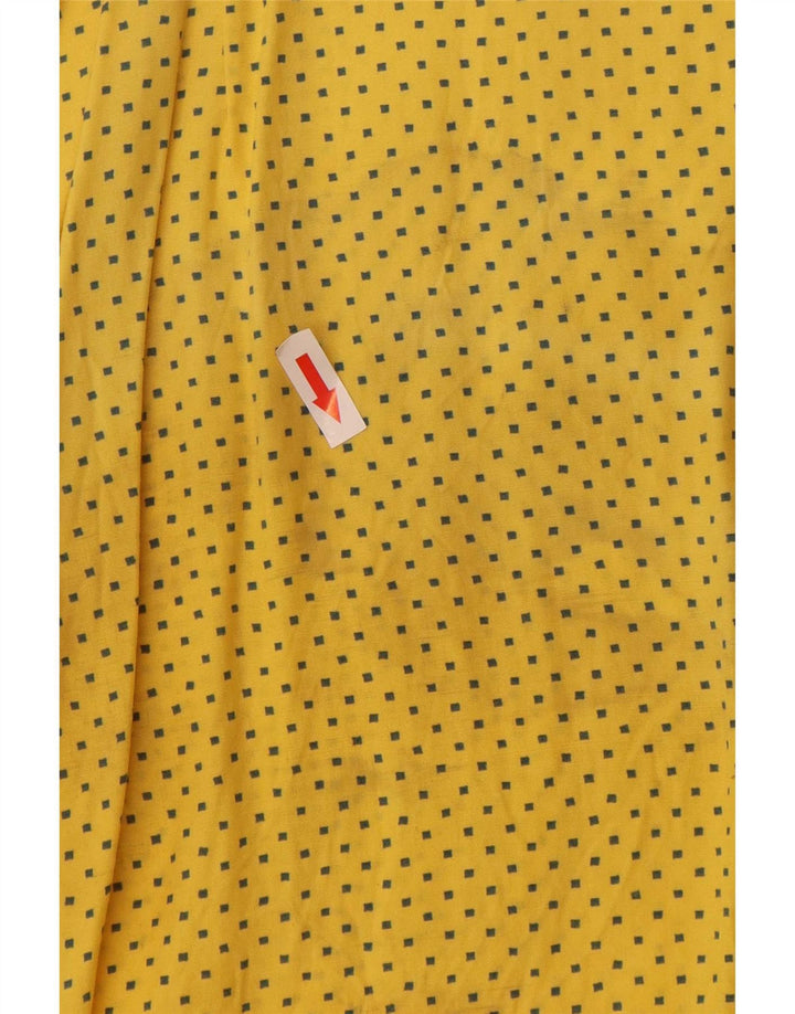 Camisa masculina vintage de manga curta grande viscose manchada amarela
