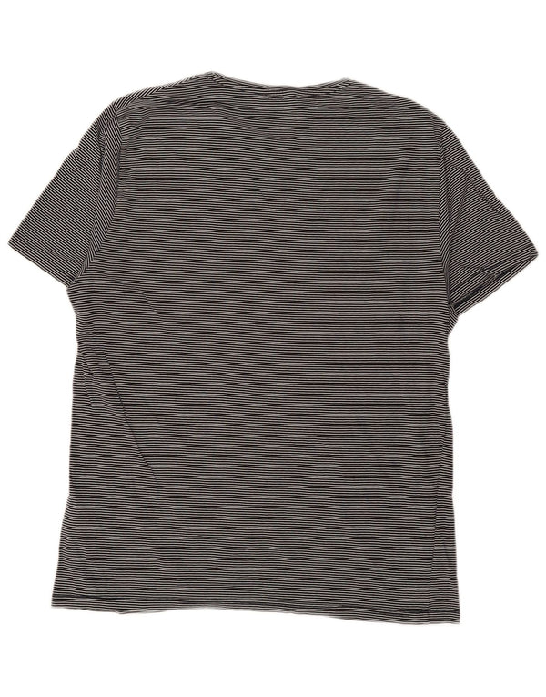 Camiseta feminina REISS UK 16 grande algodão listrado azul marinho