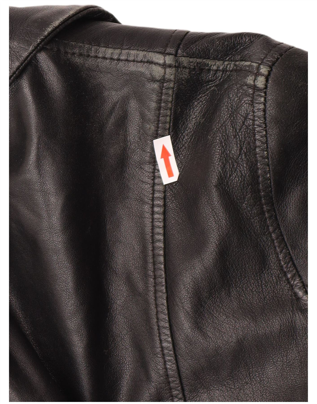 Casaco de couro feminino vintage UK 12 médio preto