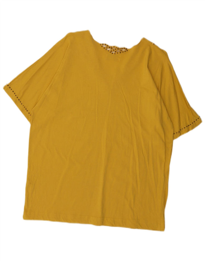 Blusa feminina vintage UK 16 grande algodão amarelo