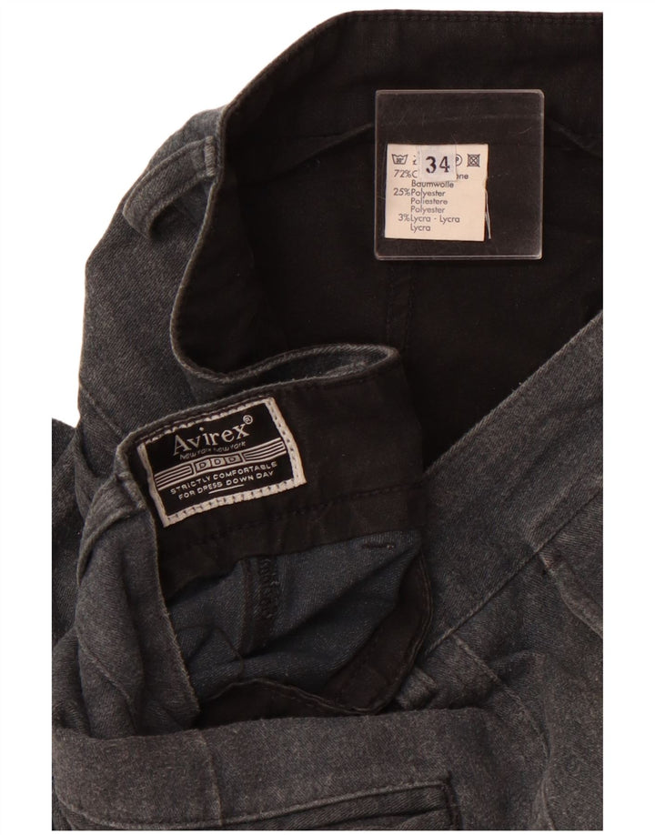 Calça chino reta masculina Avirex W34 L30 algodão cinza