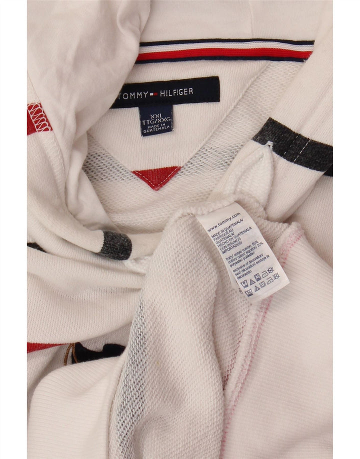 TOMMY HILFIGER Suéter masculino com capuz 2XL algodão listrado branco