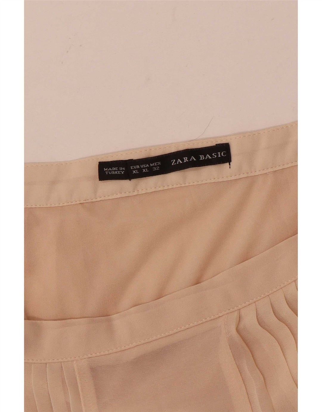 Saia maxi plissada feminina Zara com estampa gráfica XL W32 Bege