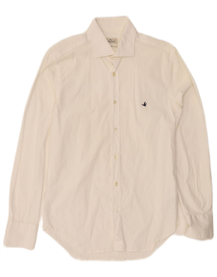 Camisa masculina Brooks Brothers de algodão branco médio
