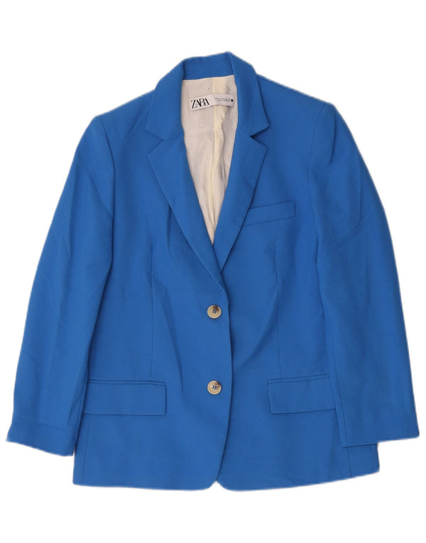 Jaqueta blazer oversized Zara feminina com 2 botões UK 6 XS azul