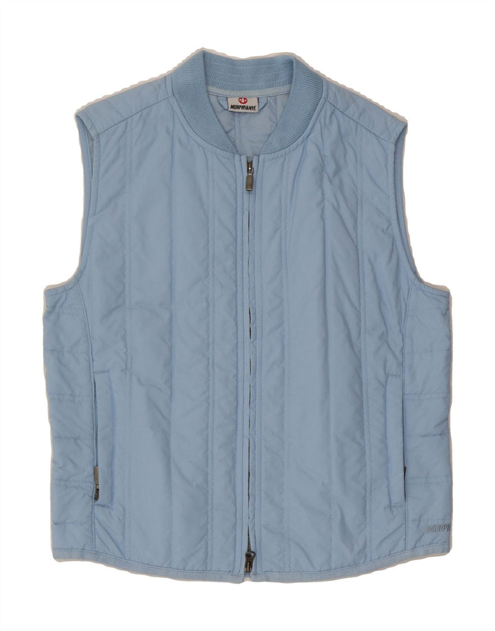 MURPHY & NYE Womens Padded Gilet UK 14 Medium Blue Nylon Vintage Murphy & Nye and Second-Hand Murphy & Nye from Messina Hembry 