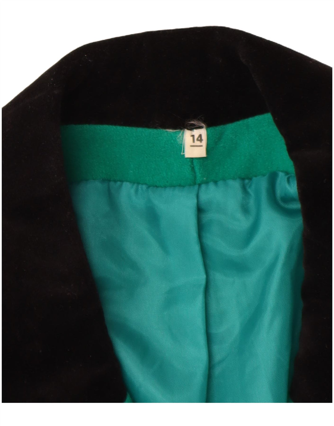 Jaqueta blazer feminina vintage com peito duplo UK 14 grande colorblock verde