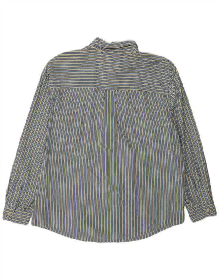 Camisa masculina Chaps XL azul listrada de algodão clássica