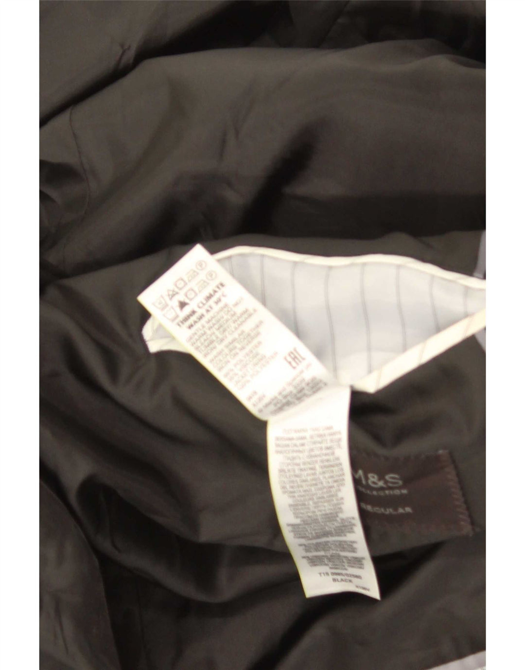 Jaqueta blazer masculina de 2 botões Marks & Spencer Reino Unido 46 XL preto poliéster