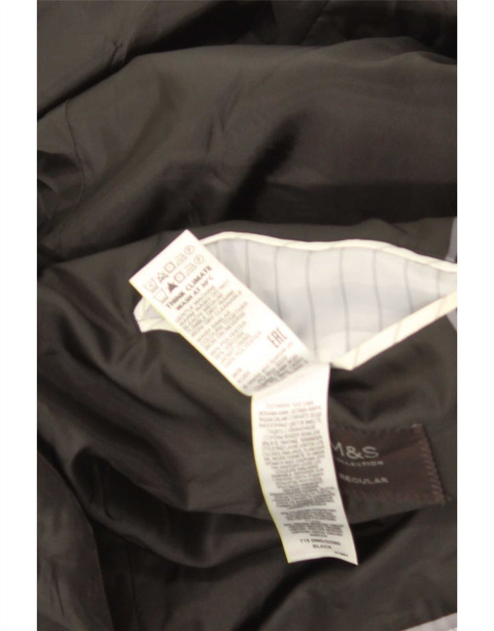Jaqueta blazer masculina de 2 botões Marks & Spencer Reino Unido 46 XL preto poliéster