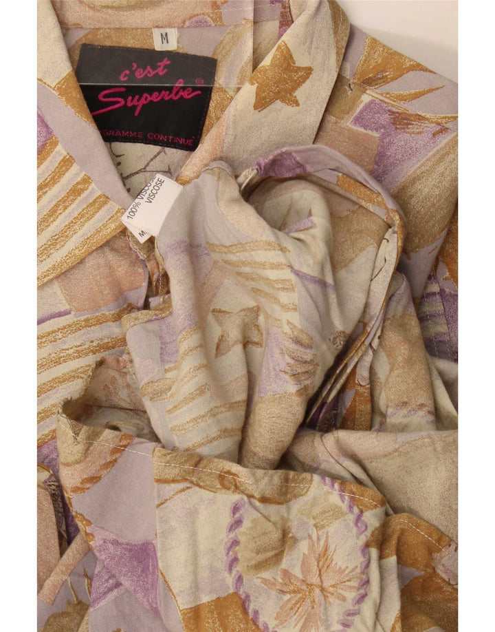 Camisa masculina vintage viscose floral bege média