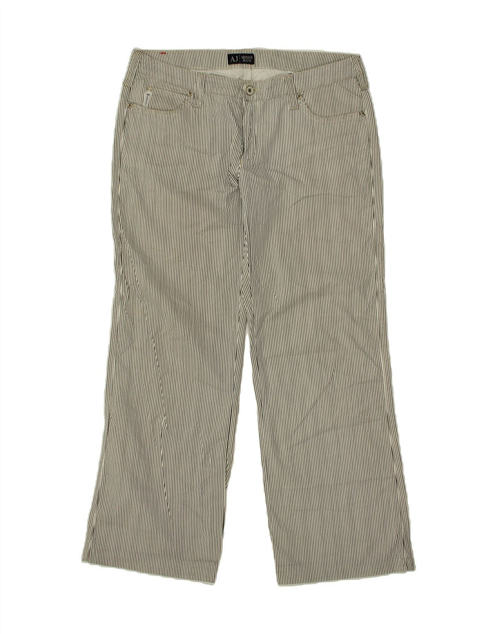 ARMANI JEANS Womens Bootcut Casual Trousers W30 L29  Grey Pinstripe Cotton Vintage Armani Jeans and Second-Hand Armani Jeans from Messina Hembry 