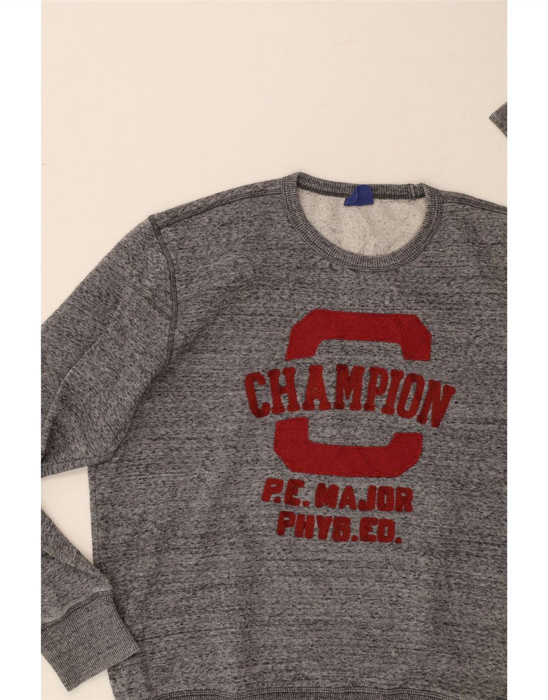 CHAMPION Mens Graphic Sweatshirt Jumper Large Grey Flecked Cotton Vintage Champion and Second-Hand Champion from Messina Hembry 