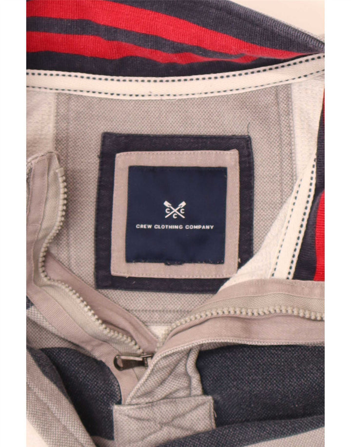 Crew Clothing Mens moletom com zíper e pescoço listrado cinza médio