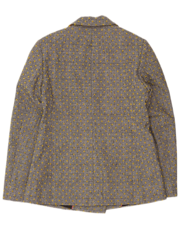 Jaqueta blazer feminina Boden com peito duplo Reino Unido 10 lã manchada cinza pequena