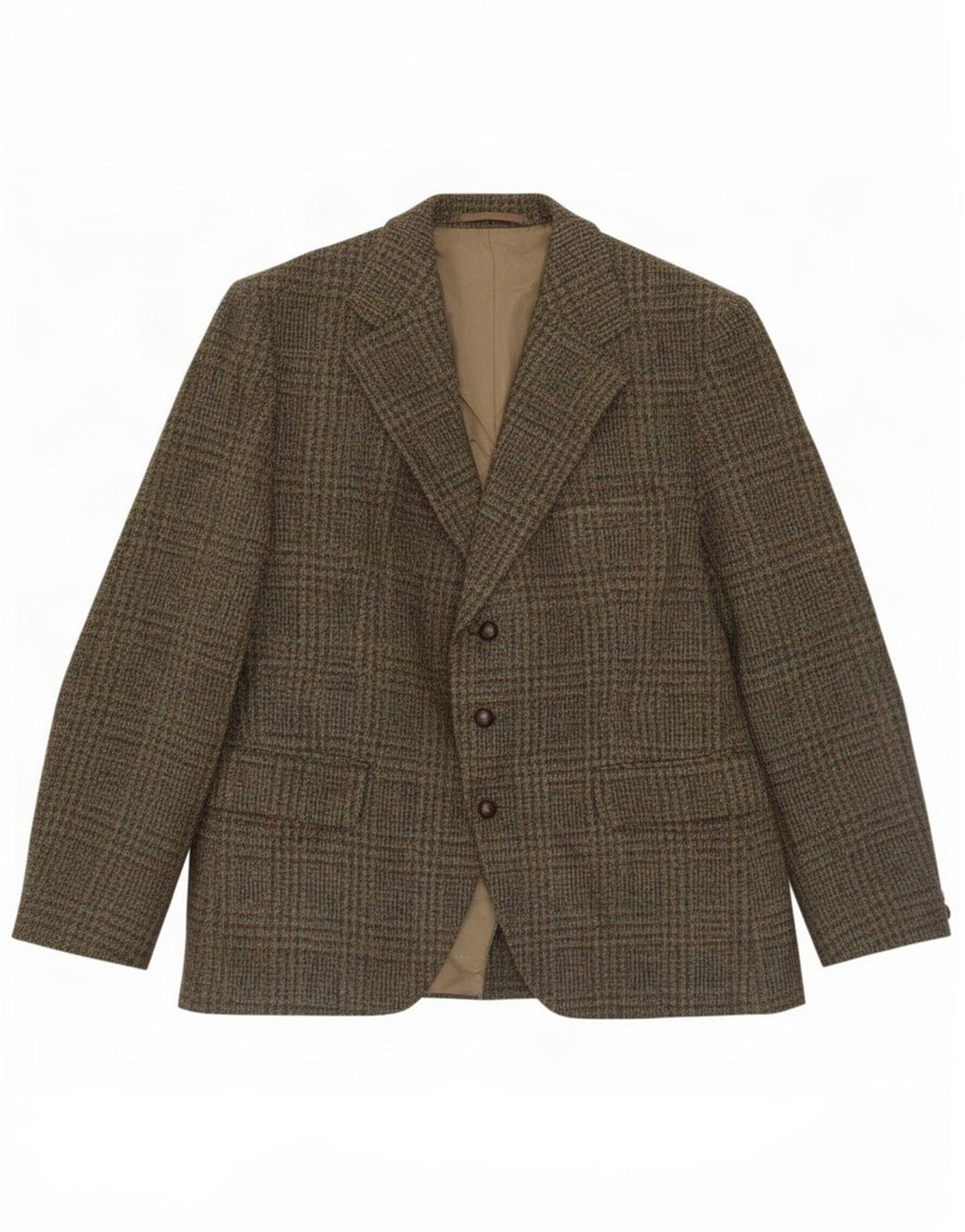Jaqueta blazer masculina de 3 botões Harris Tweed Reino Unido 38 médio cáqui houndstooth